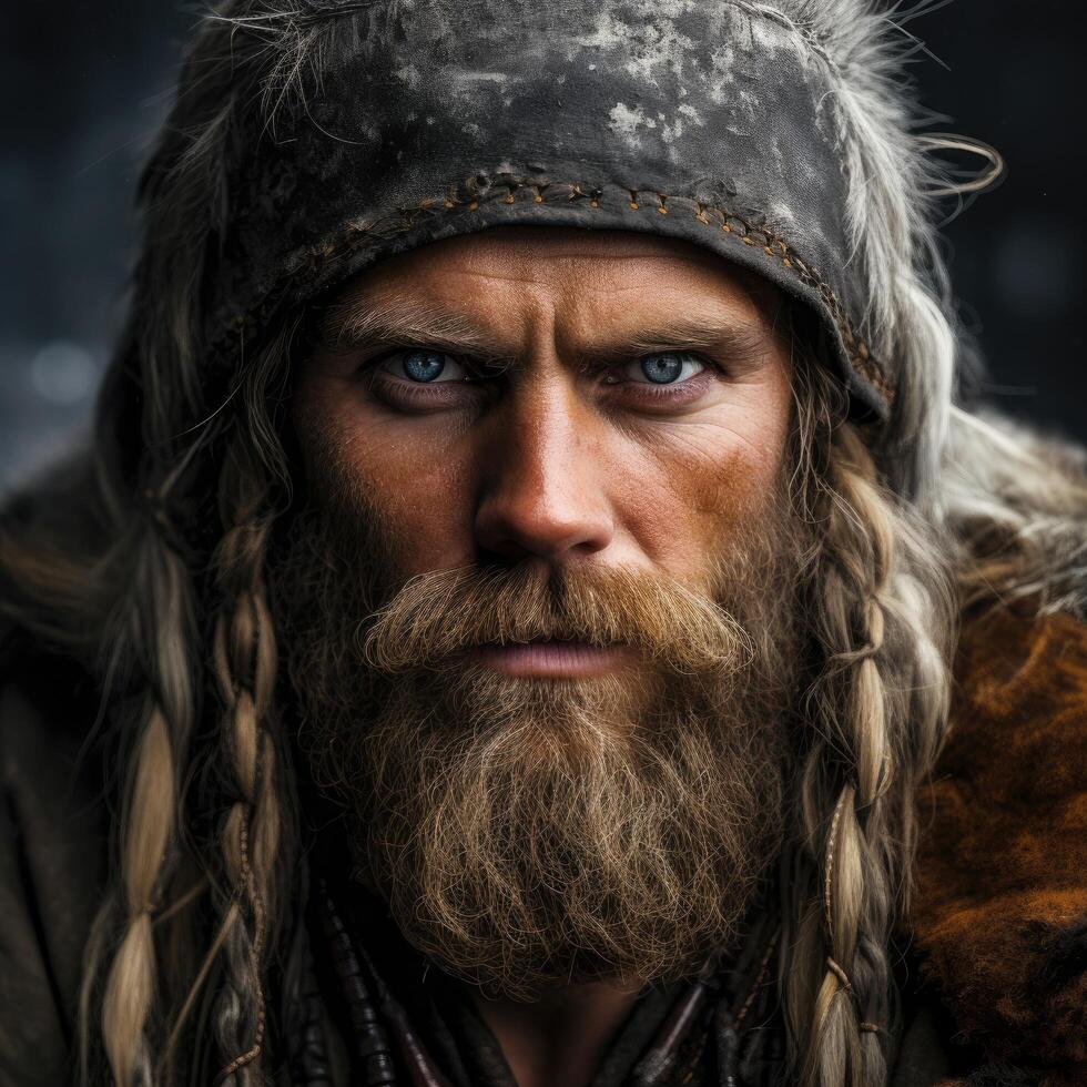 Rugged man with intense gaze photo