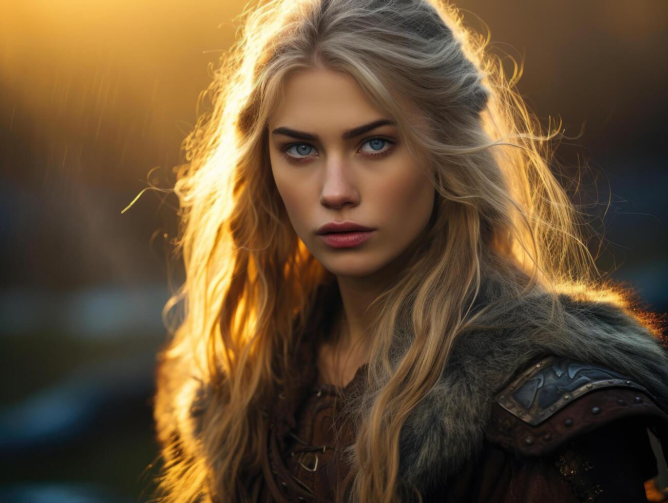 Fierce and Fabulous Blonde Woman in Fur Coat photo