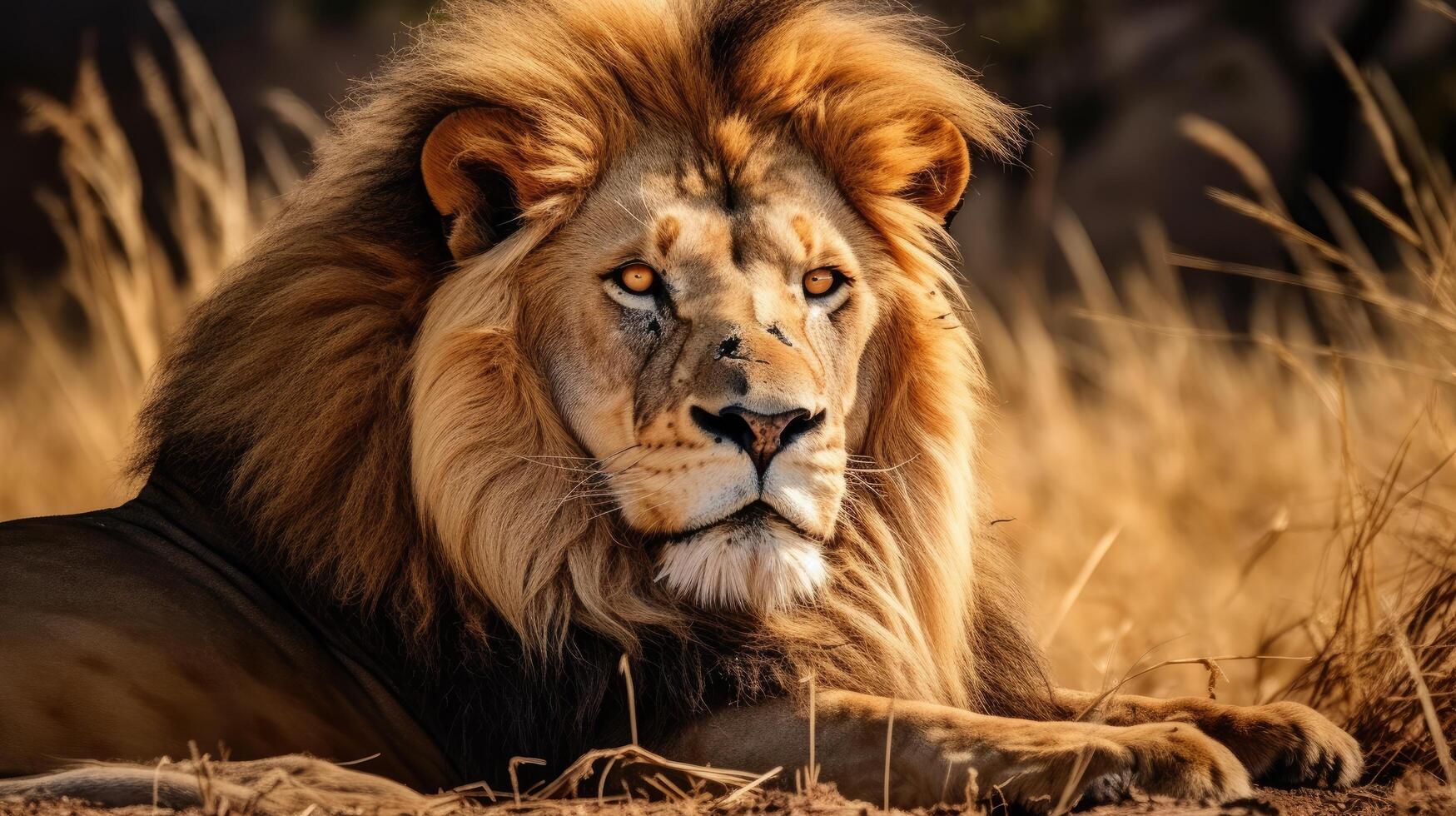Majestic lion in the wild photo