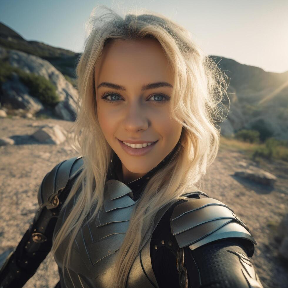 Smiling woman in nature photo