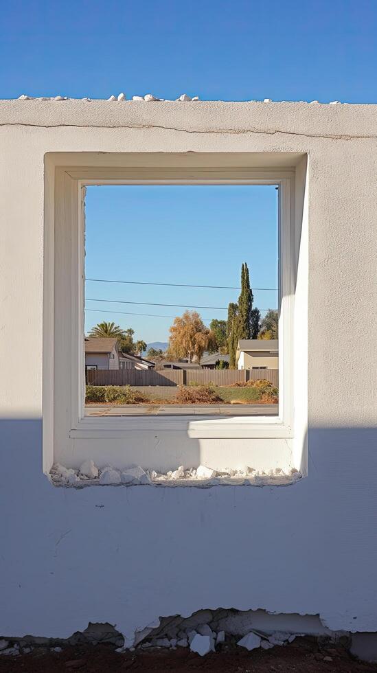 framed view of suburban neighborhood photo