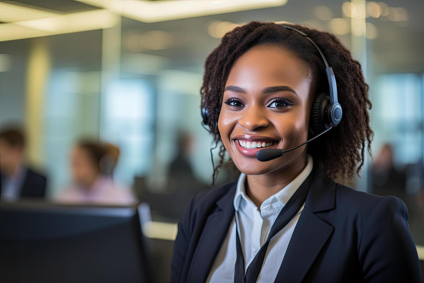 smiling customer service representative with headset photo