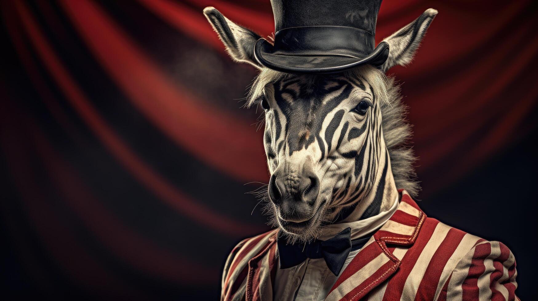 Dressed up zebra in formal attire photo