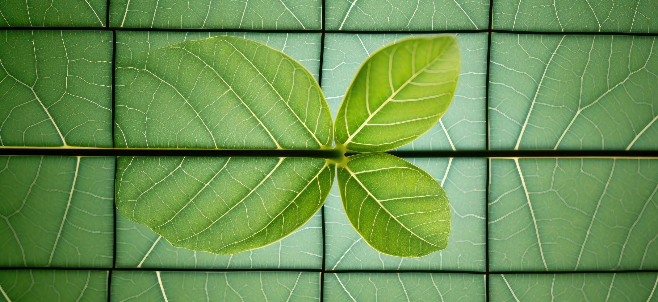 Vibrant green leaves with intricate veins photo