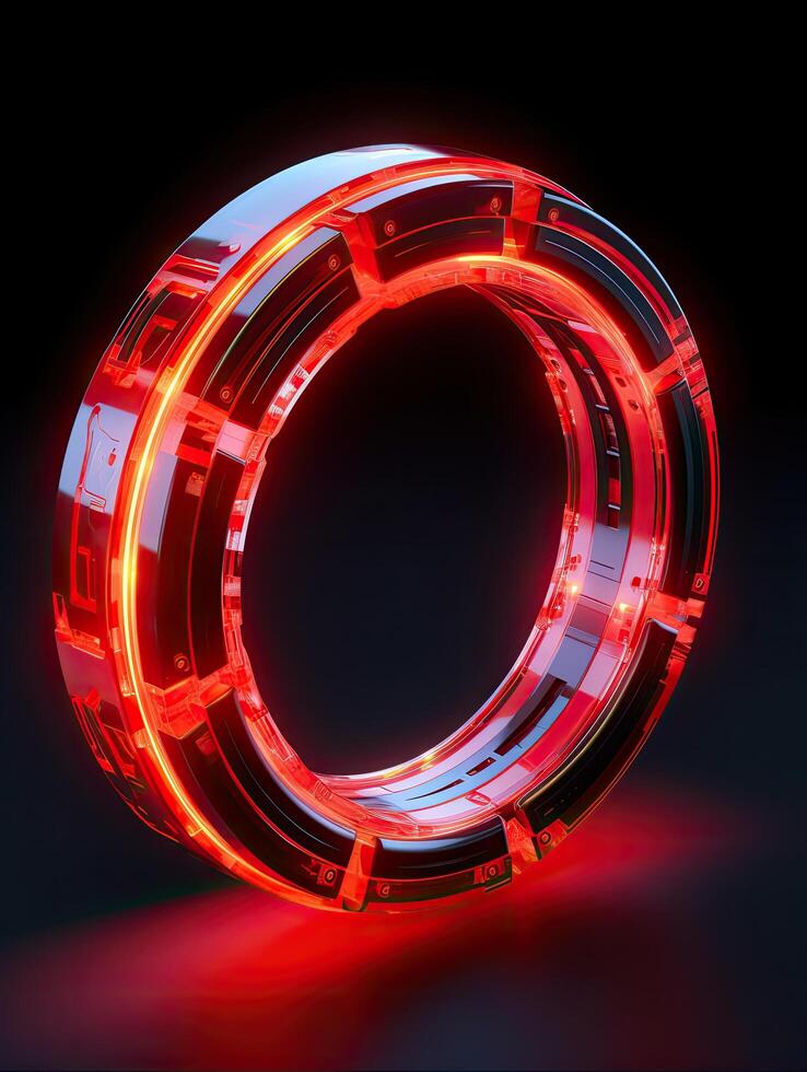 Futuristic glowing ring with red lighting photo