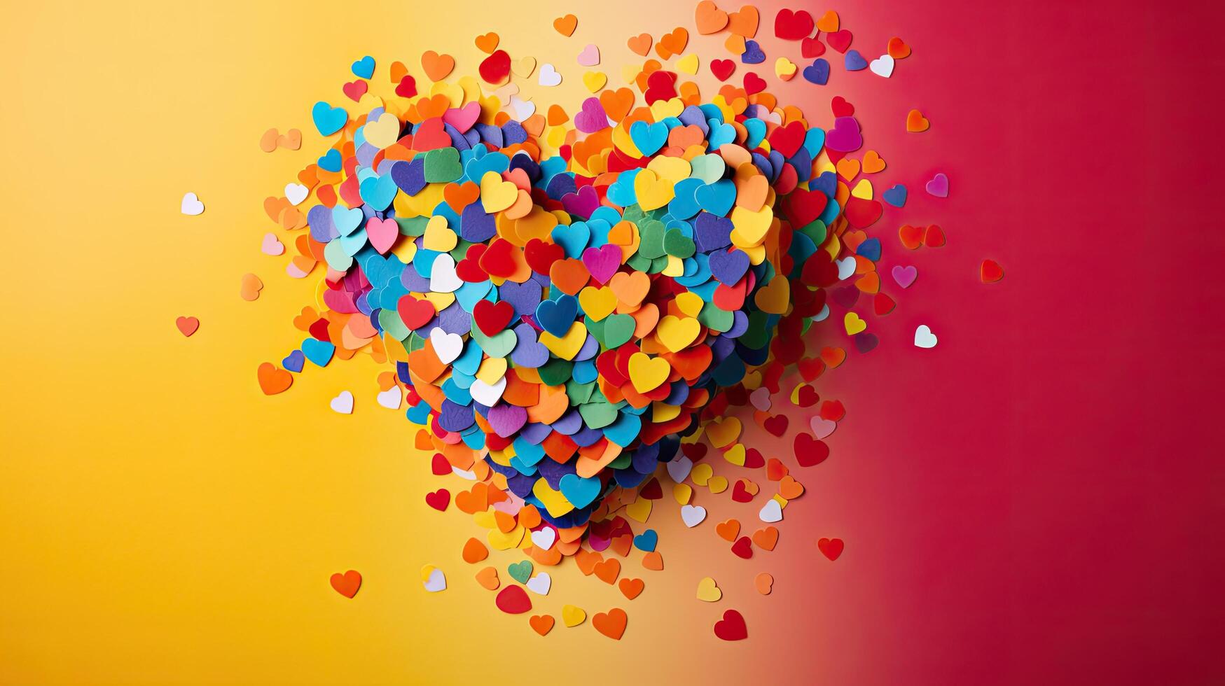 Colorful heart shapes in vibrant rainbow colors photo