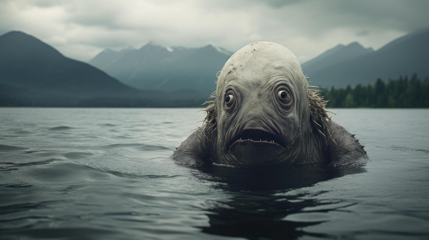 Mysterious creature emerges from dark waters photo