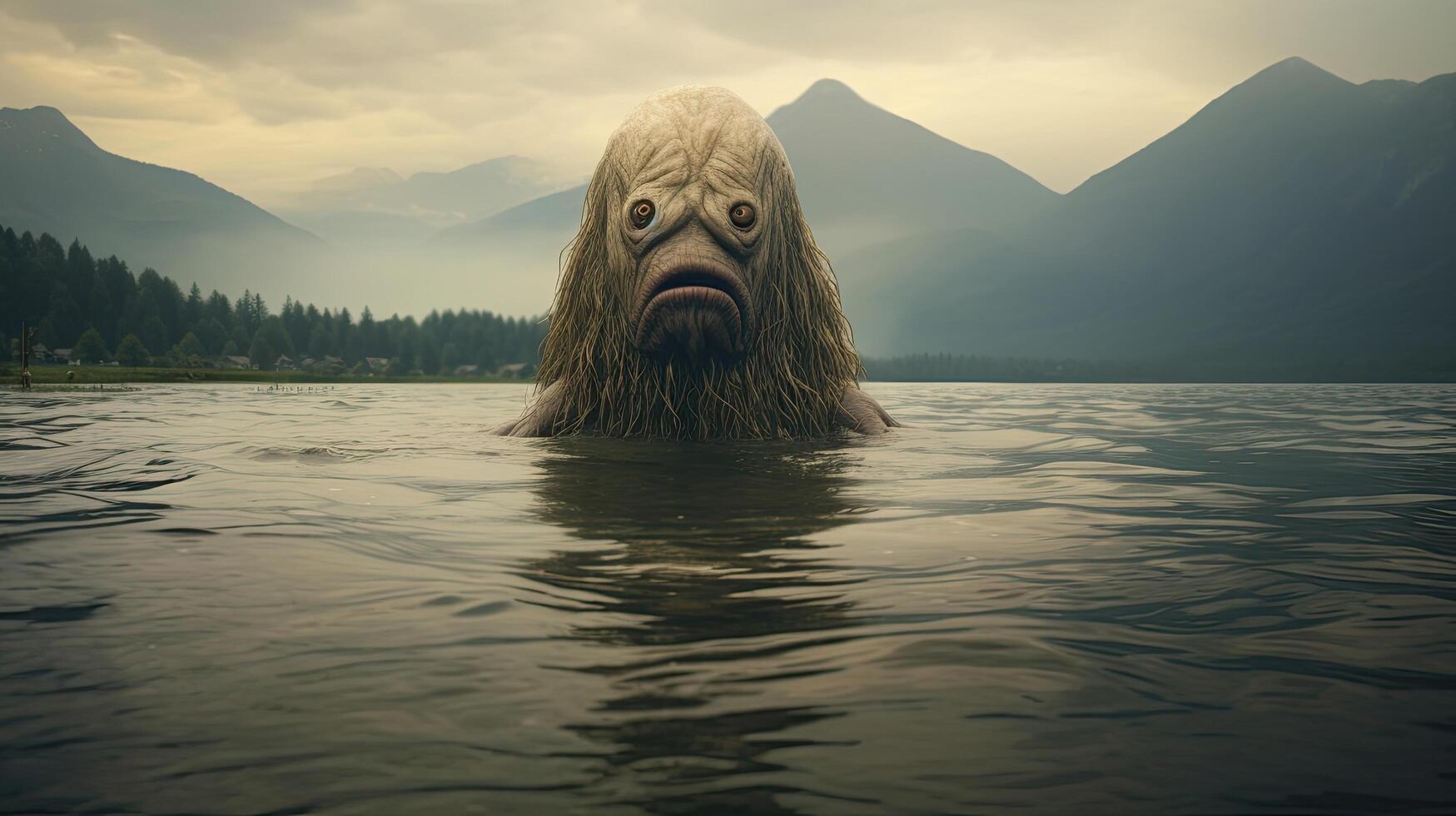 mysterious creature emerges from lake photo