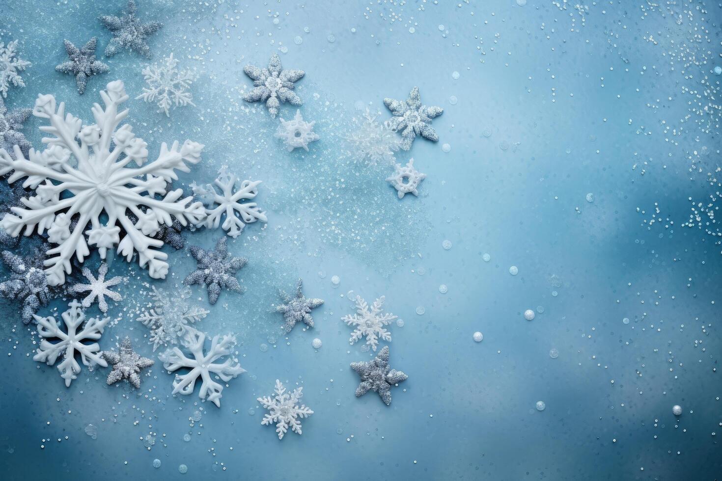 Sparkling winter wonderland with snowflakes photo