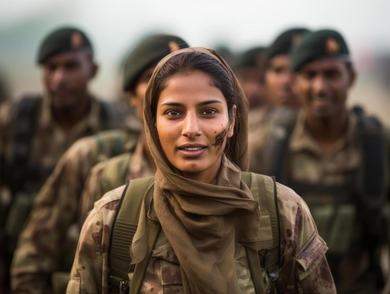 female soldier in military uniform photo
