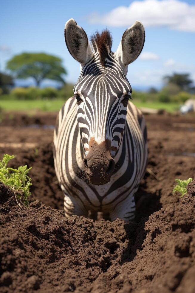 Zebra in natural habitat photo