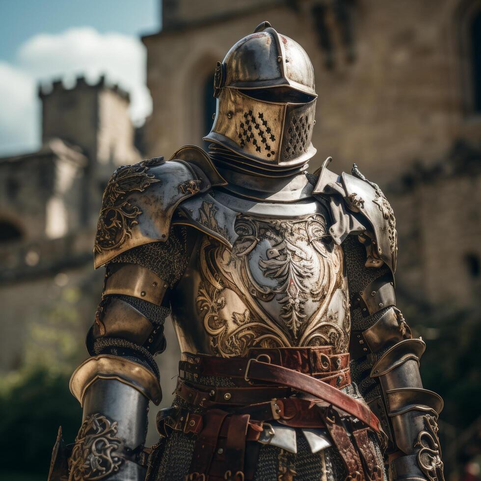 Ornate medieval knight armor photo