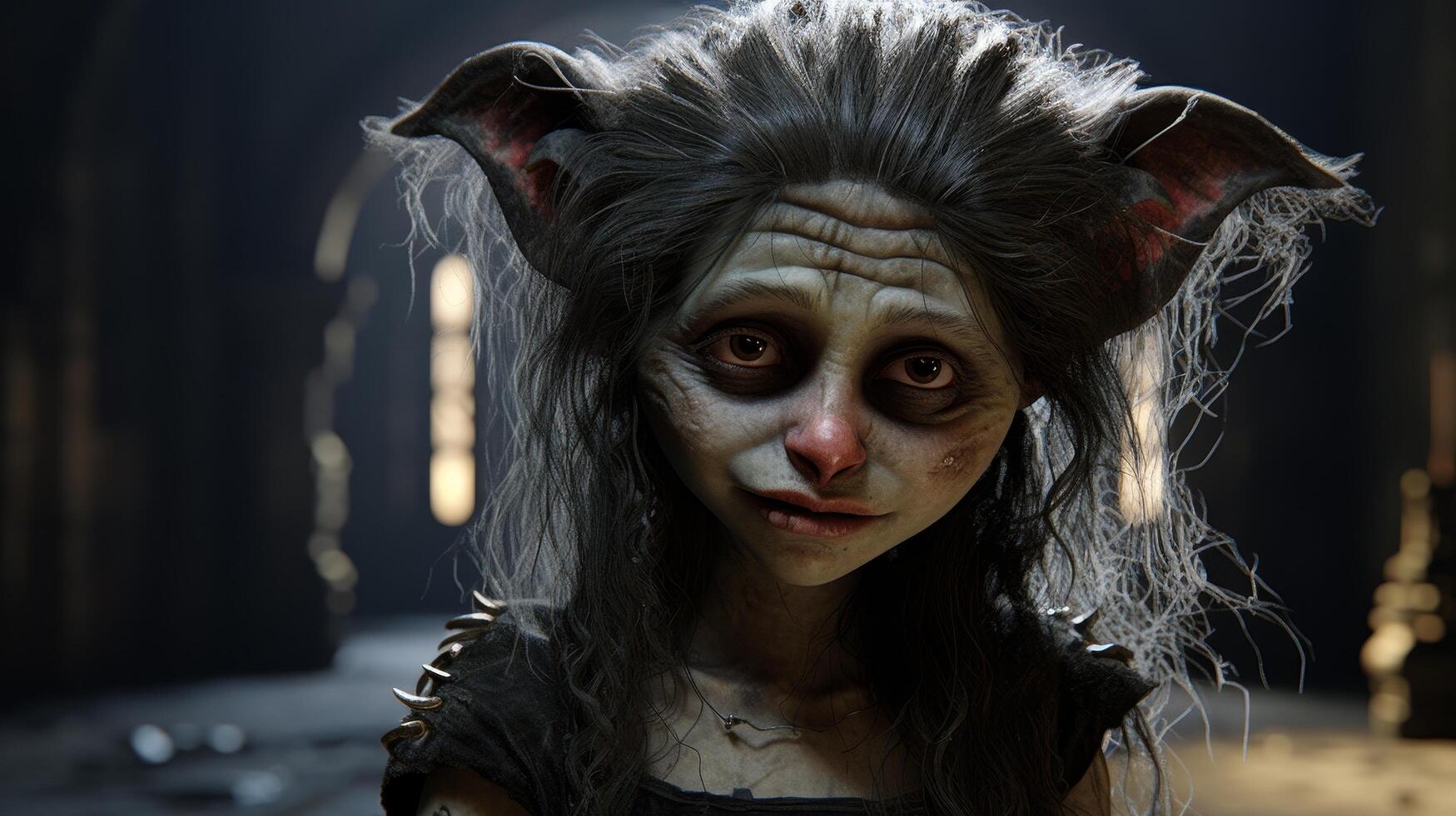 Creepy dark fantasy creature with haunting expression photo