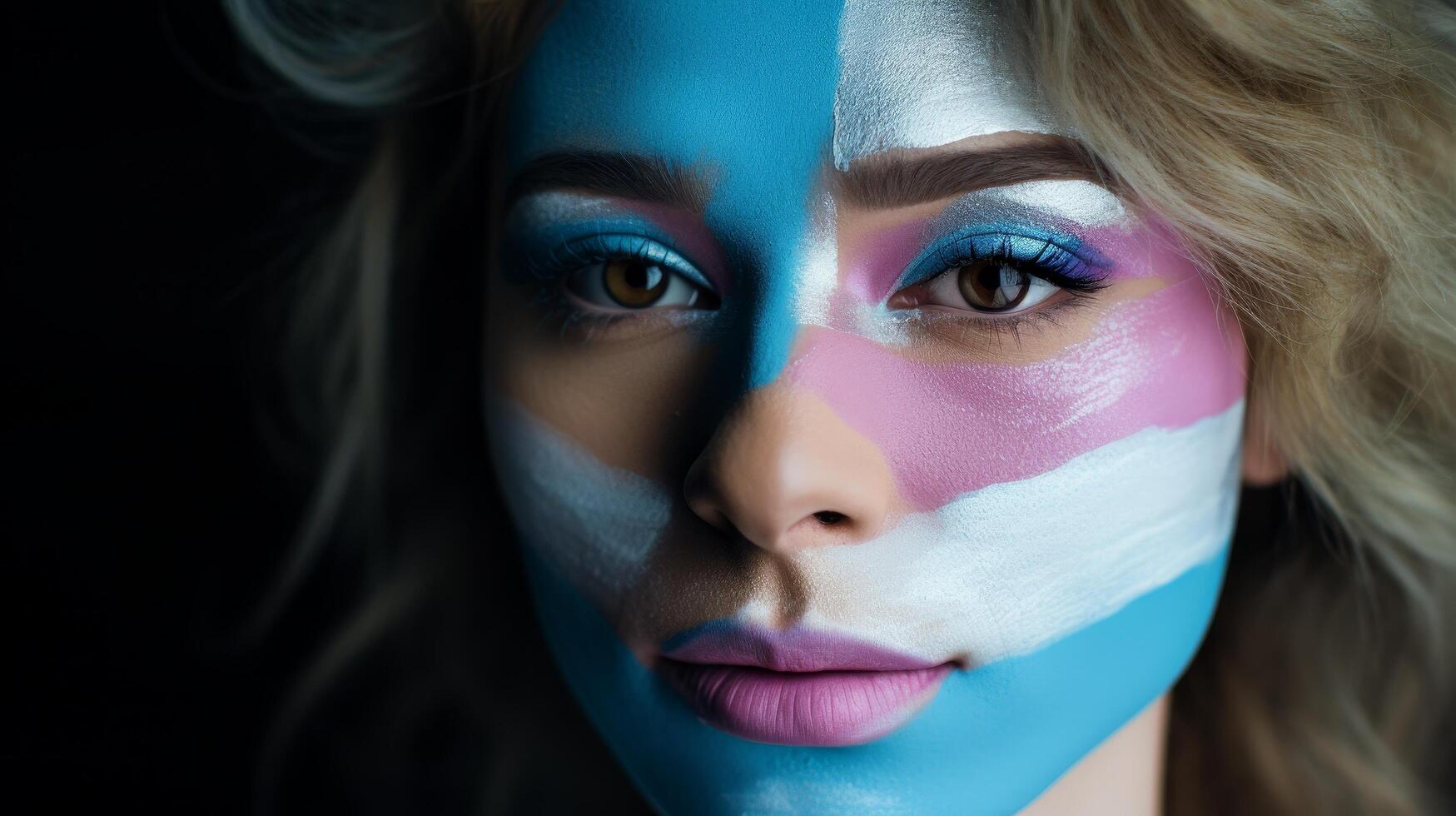 Artistic portrait of a person with colorful makeup photo