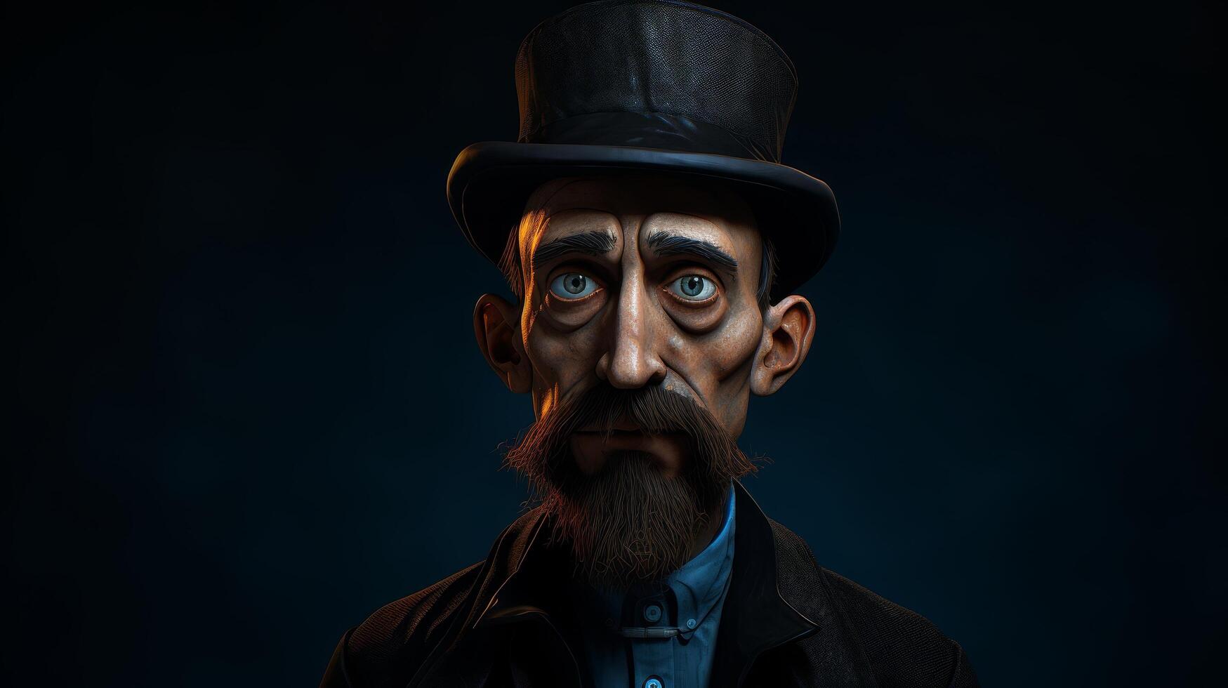 Mysterious man in dark hat and coat photo