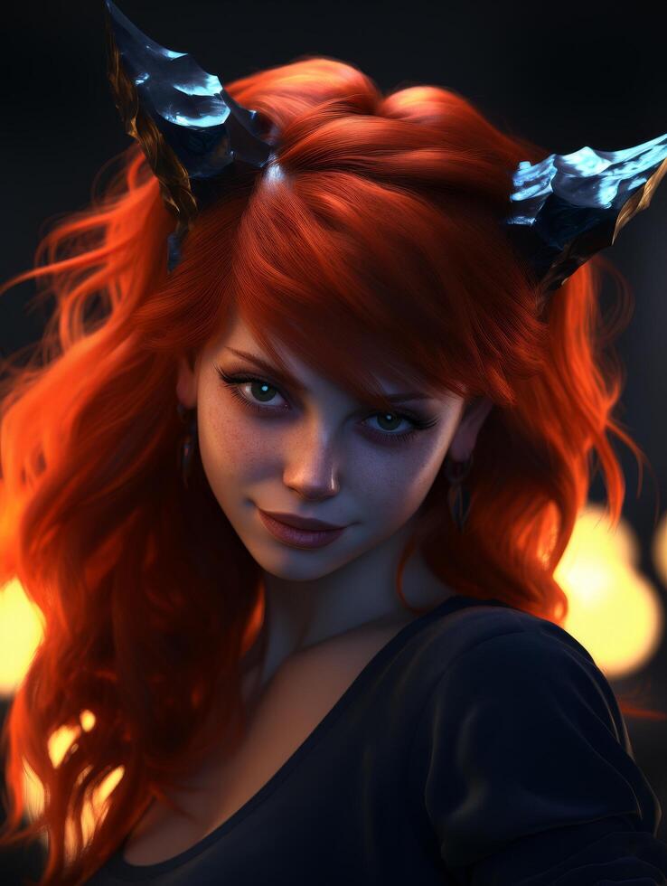 Captivating woman with vibrant red hair photo