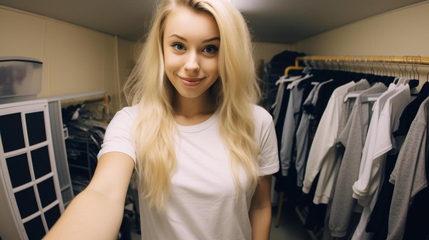 Smiling woman in casual clothing photo