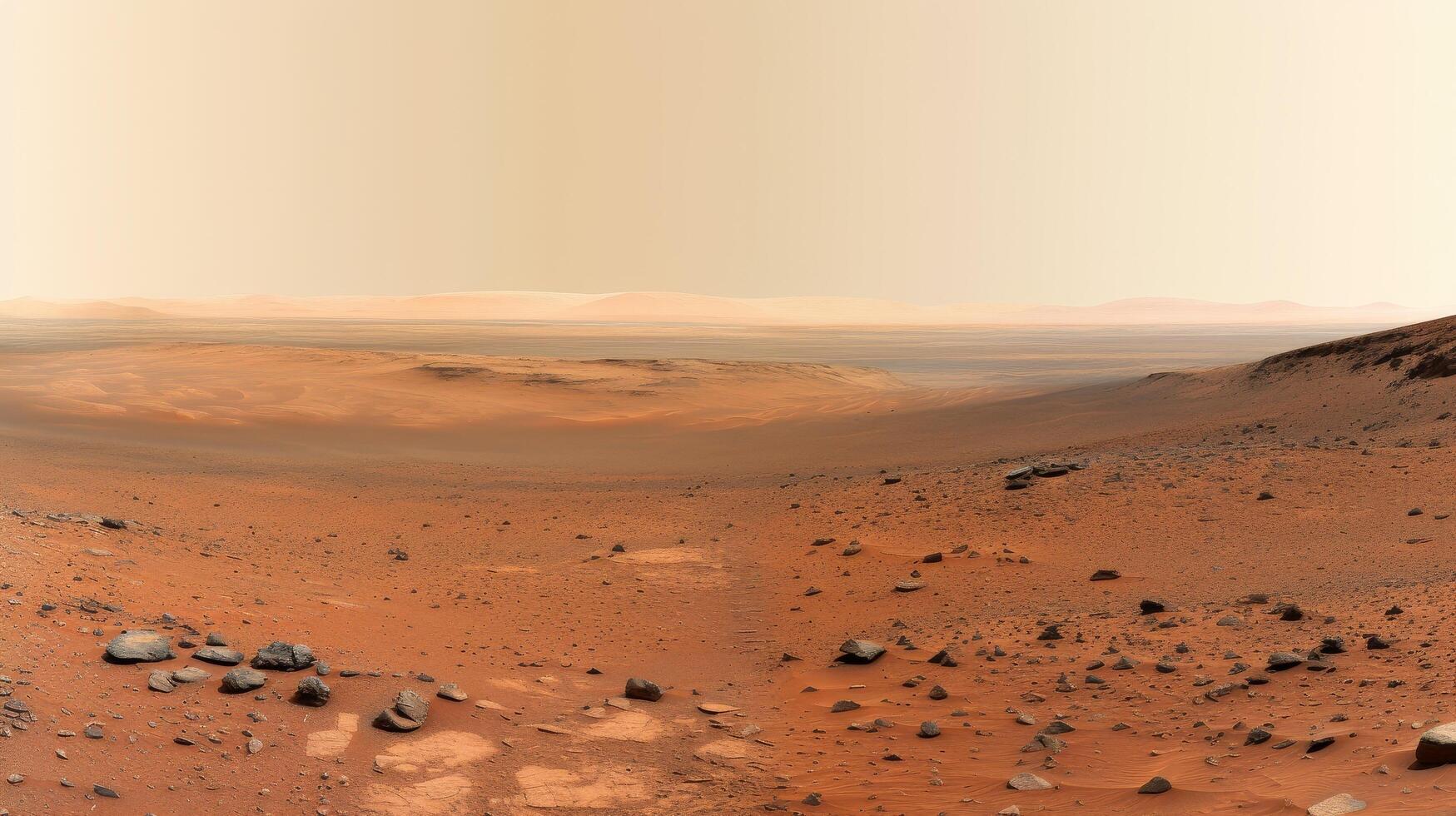 Desolate Martian landscape with rocky terrain photo
