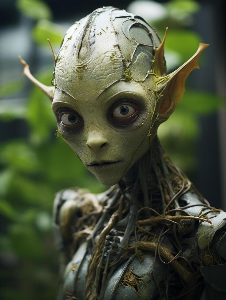 Mysterious alien creature in the forest photo
