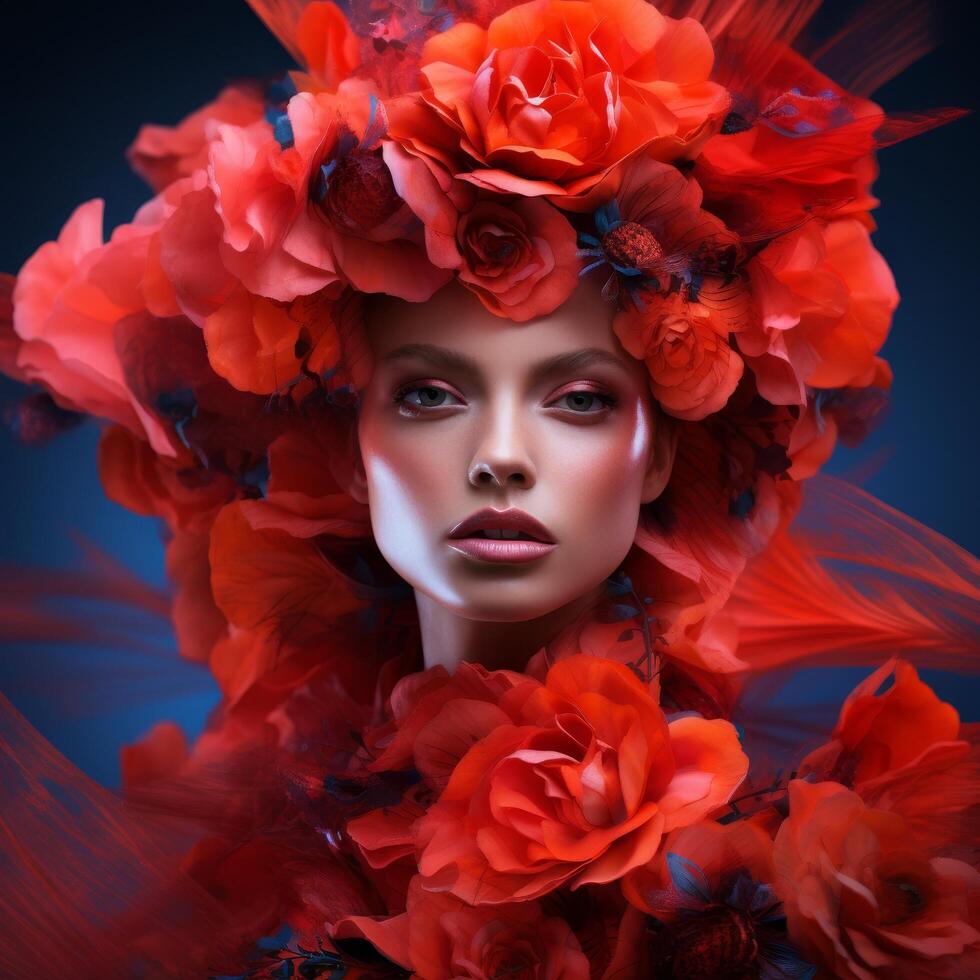 vibrant floral portrait photo