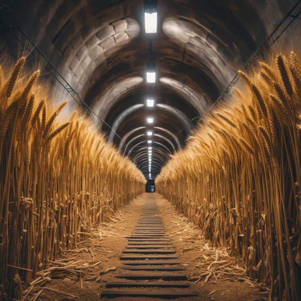 Illuminated Wheat Tunnel photo