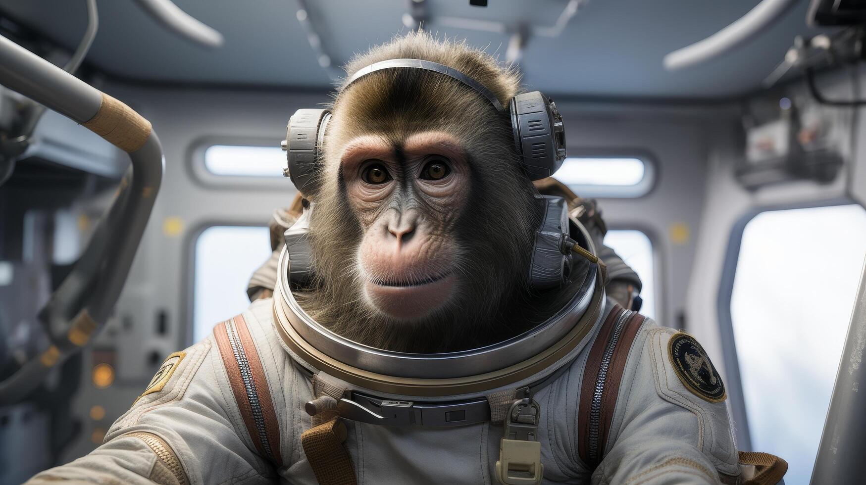Primate astronaut in spacecraft photo
