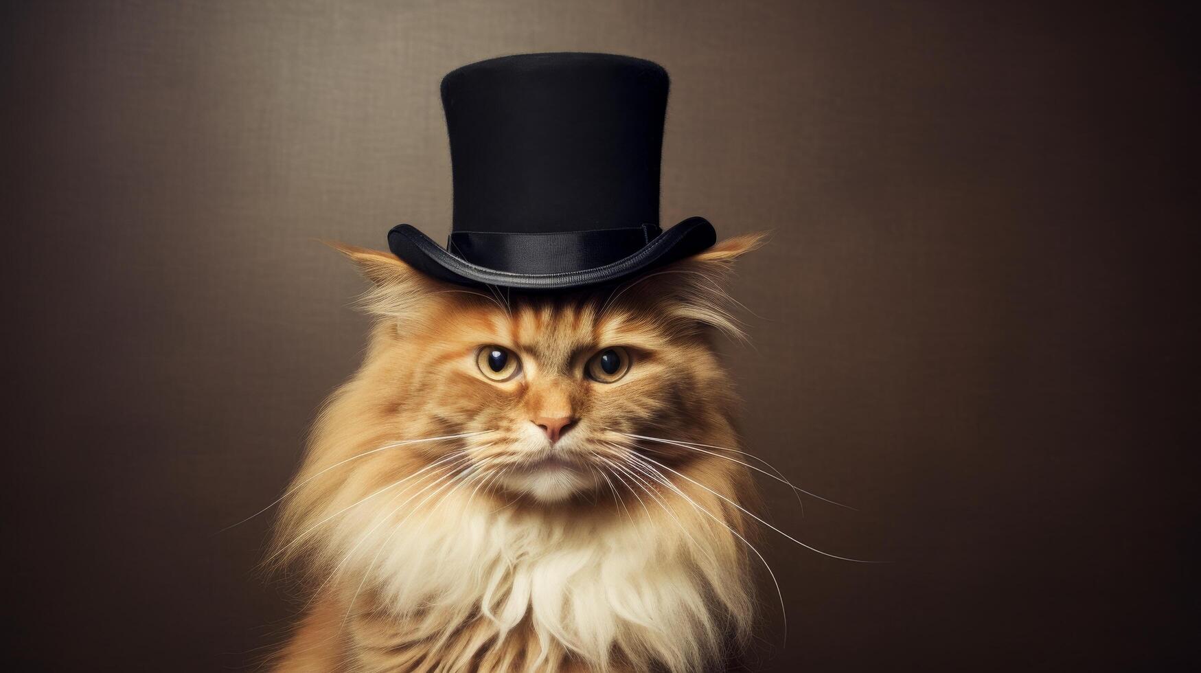 Elegant cat wearing a top hat photo