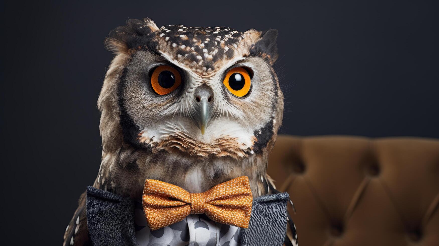 Stylish owl with bow tie photo