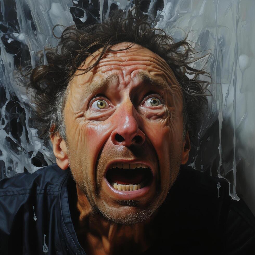 Intense Facial Expression of Distress and Anguish photo