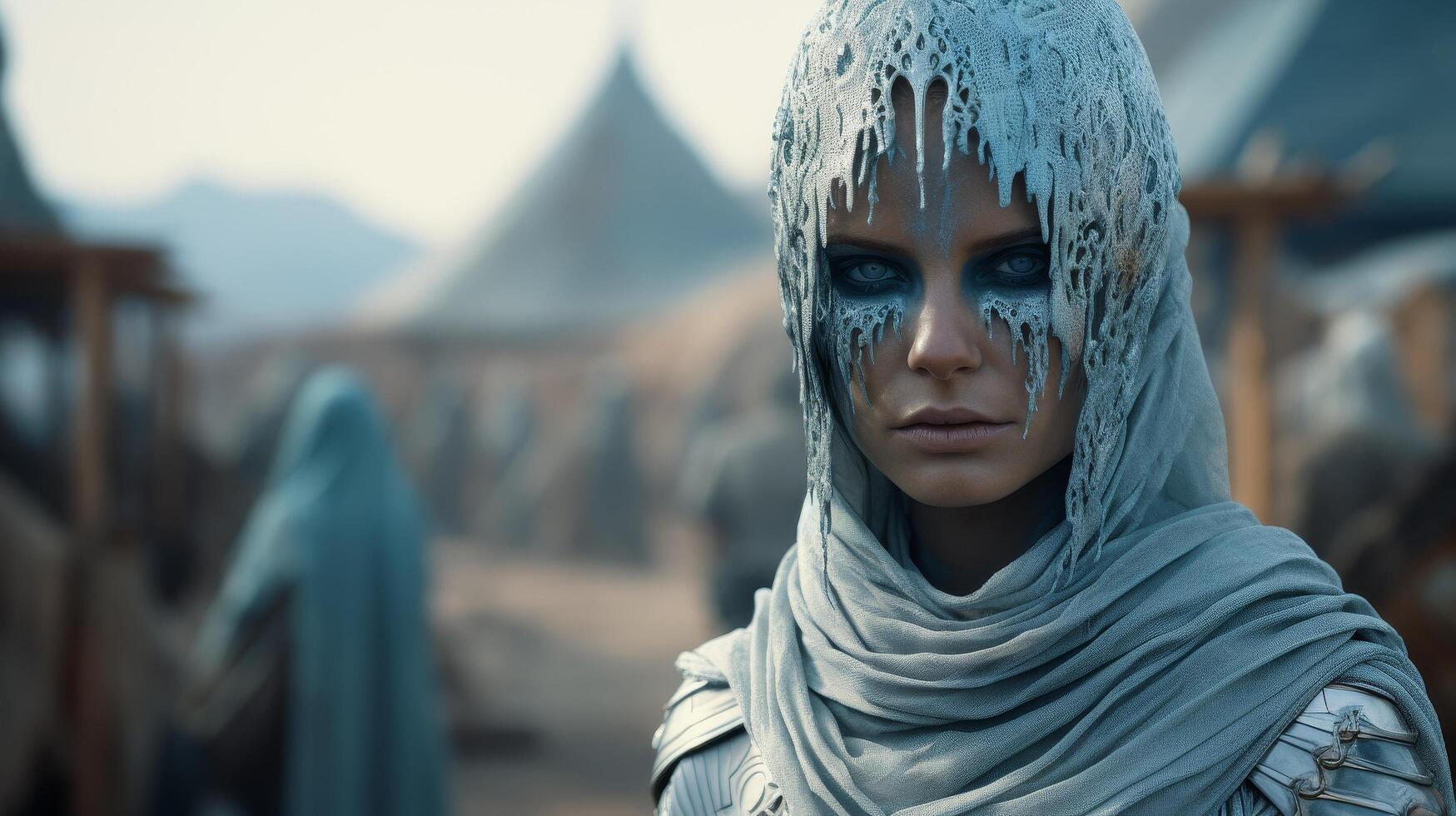 mysterious woman in hooded cloak photo