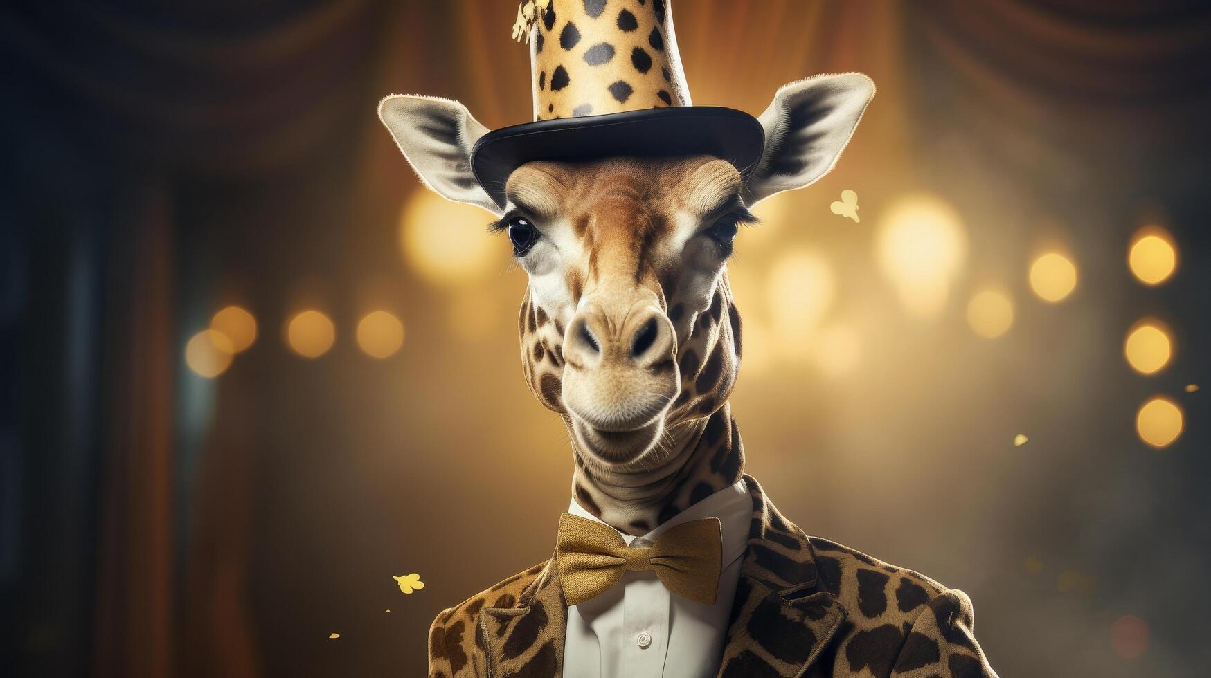 Dressed up giraffe in formal attire photo