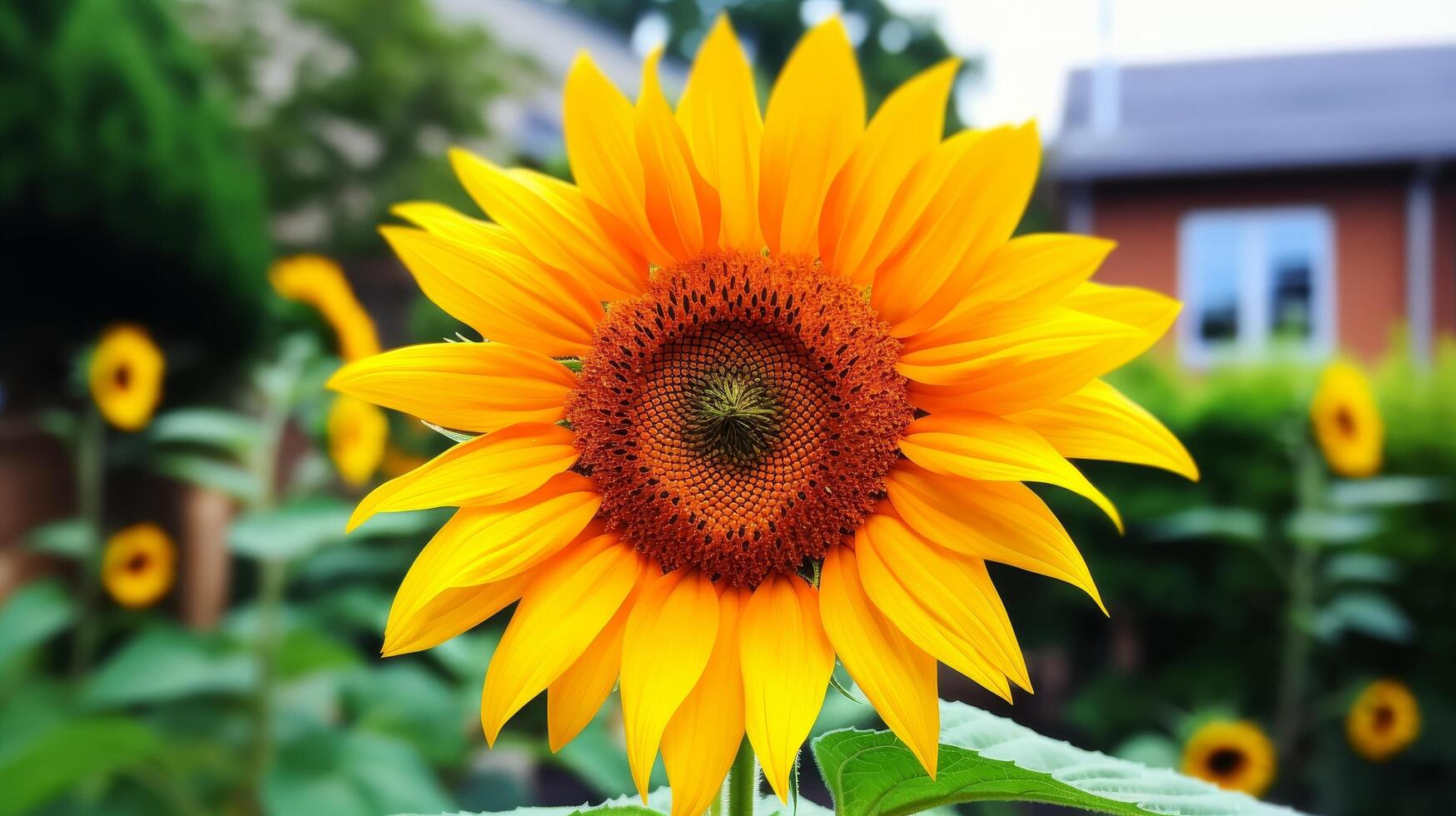 Vibrant sunflower in a garden photo