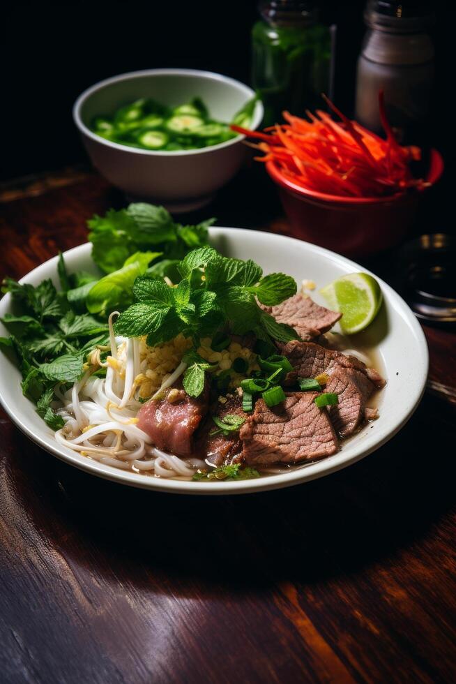 Delicious Vietnamese beef noodle soup photo
