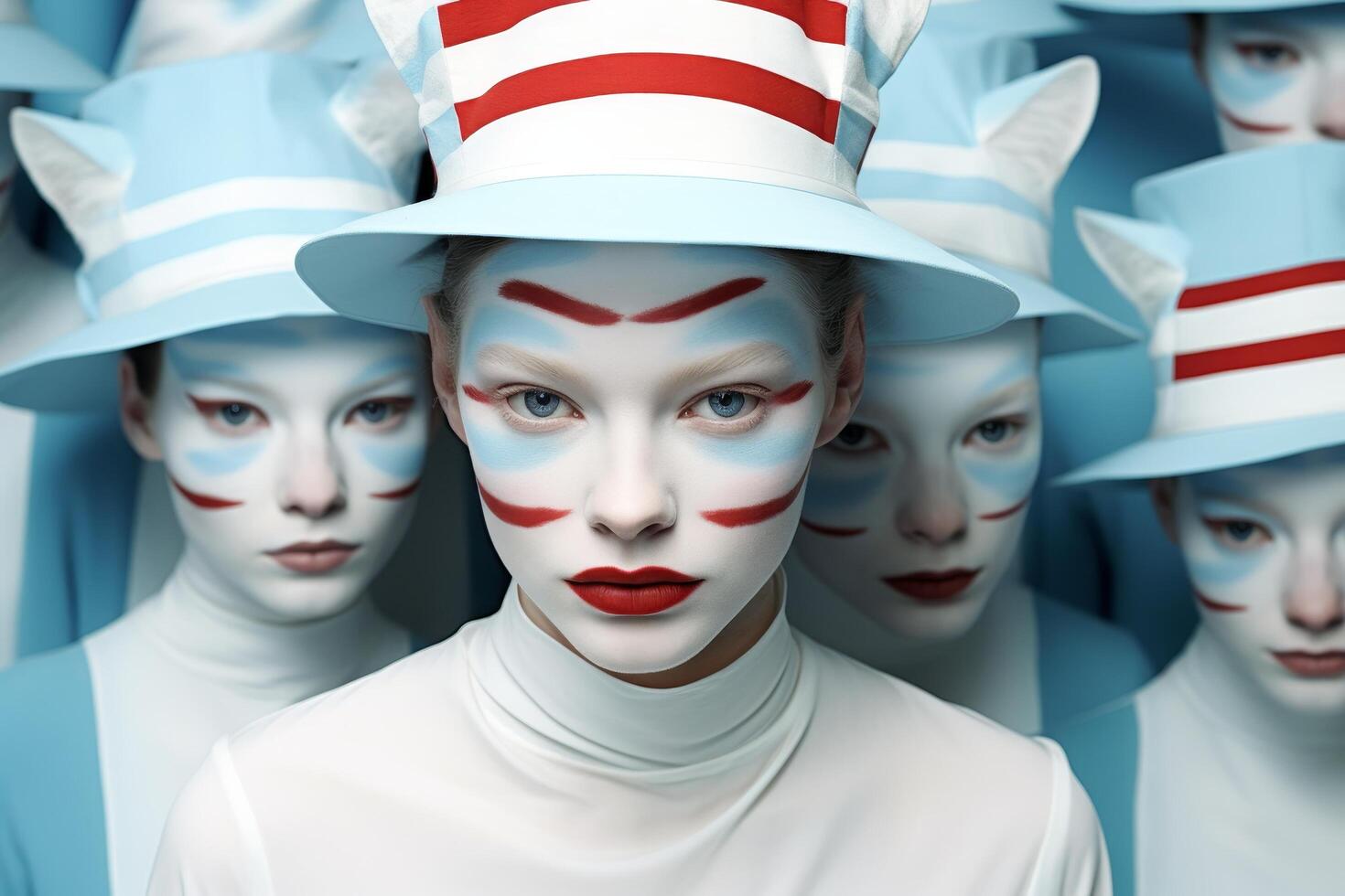 Striking theatrical makeup and costume photo