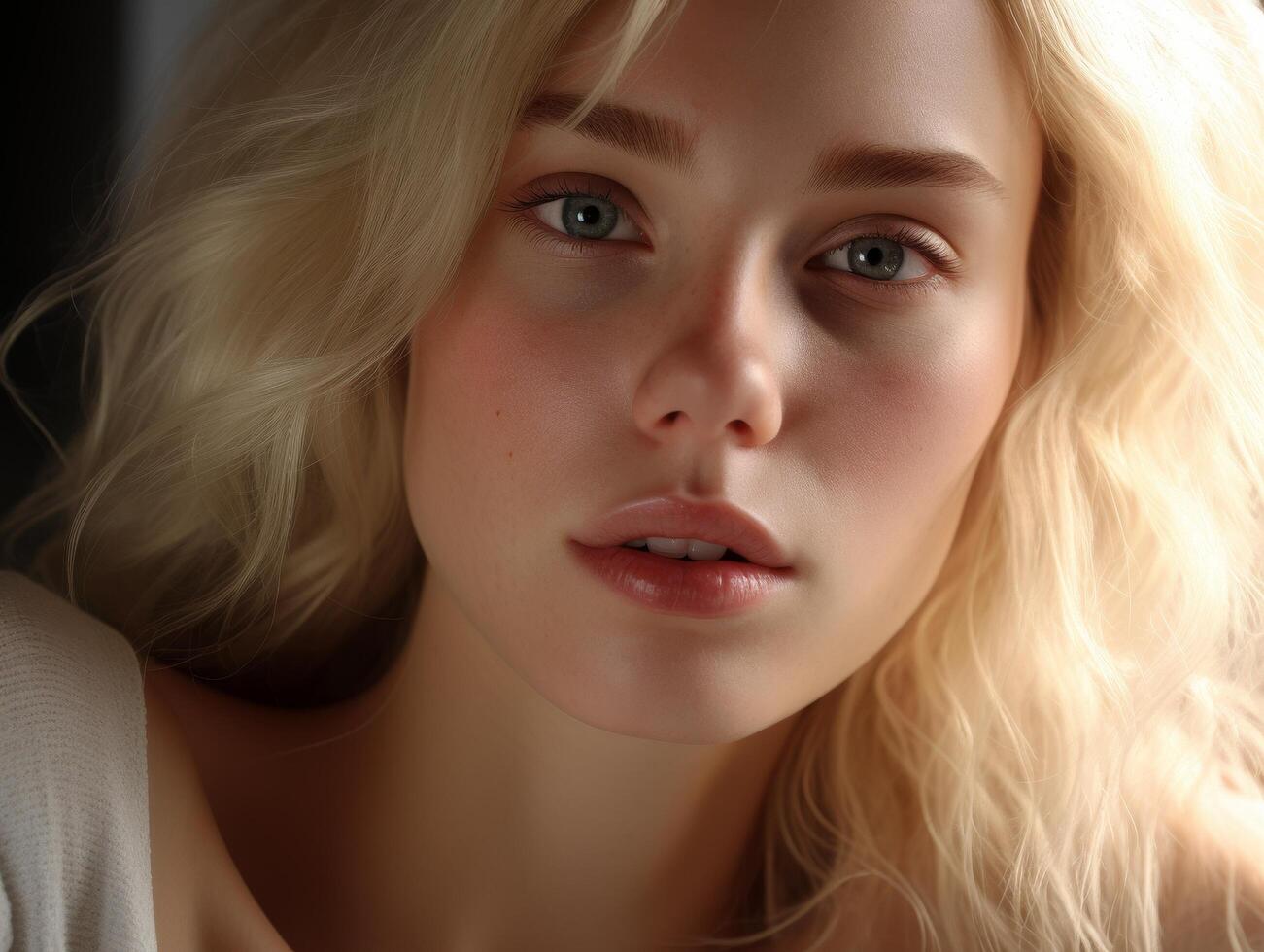 Thoughtful woman with blonde hair photo