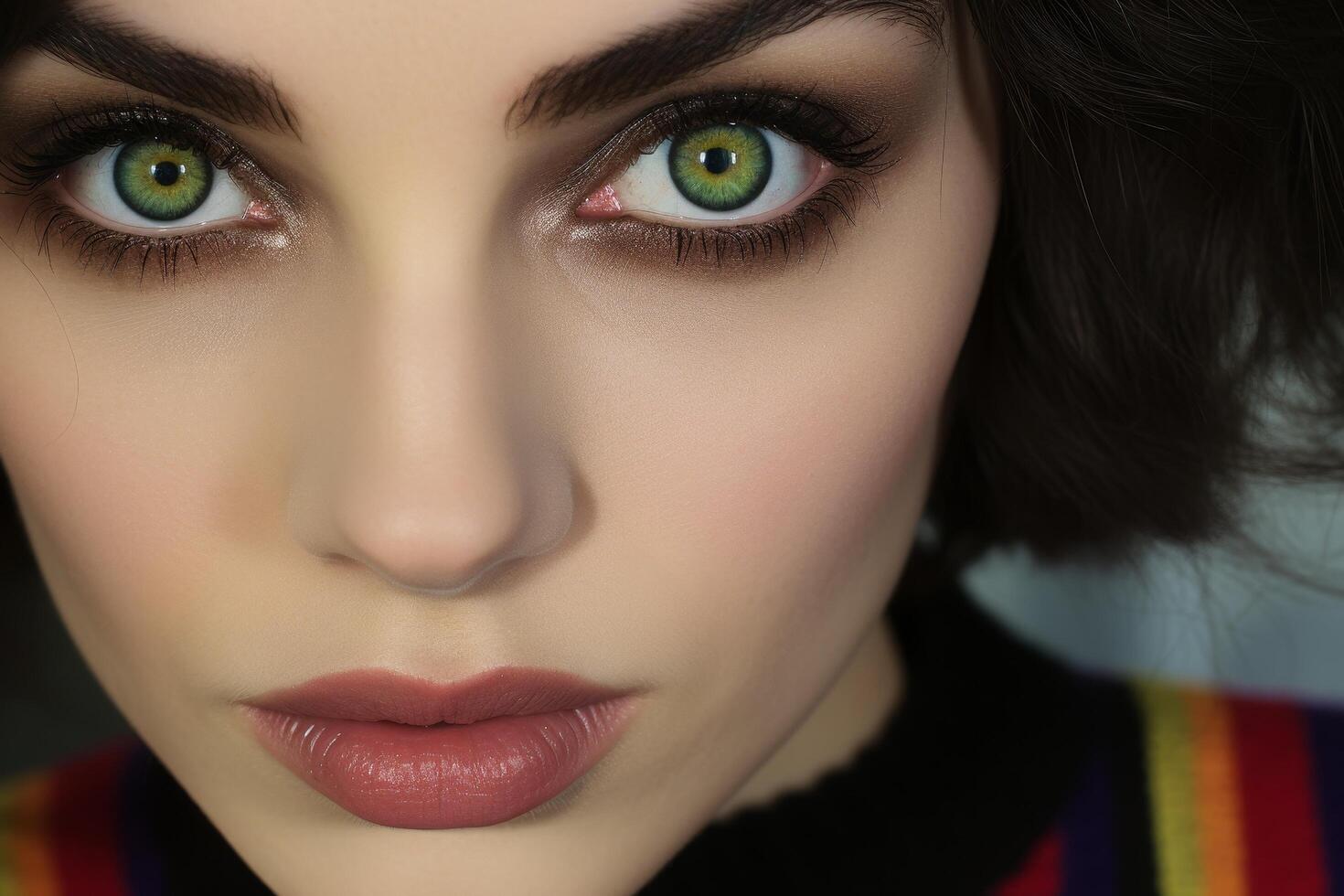 Captivating green eyes and bold makeup photo
