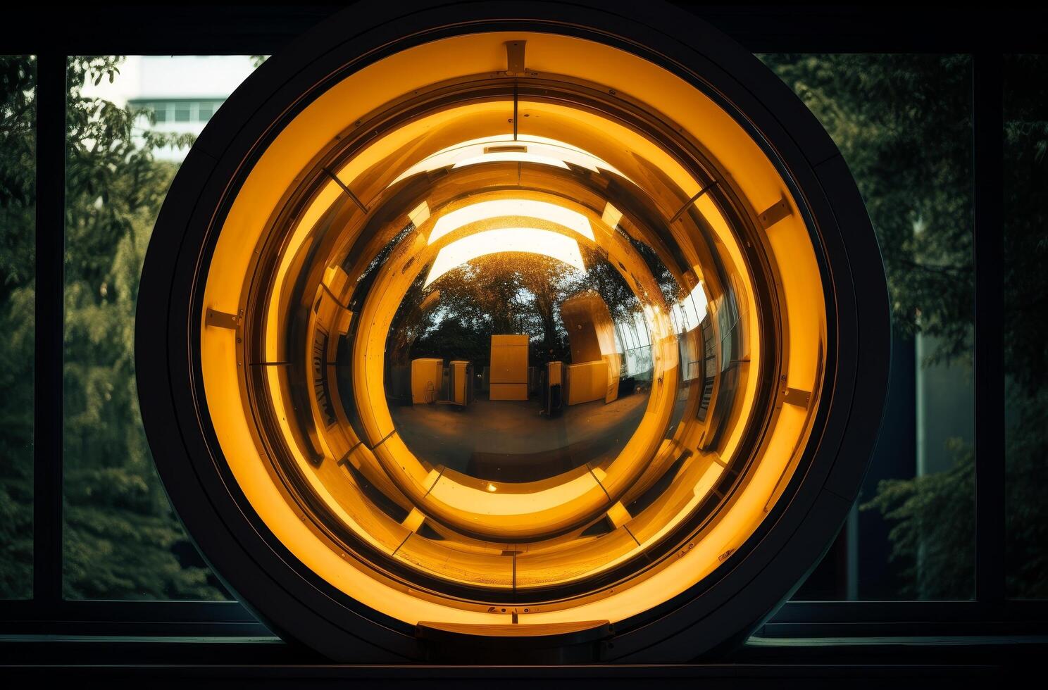 Reflection of architectural structure in glass dome photo