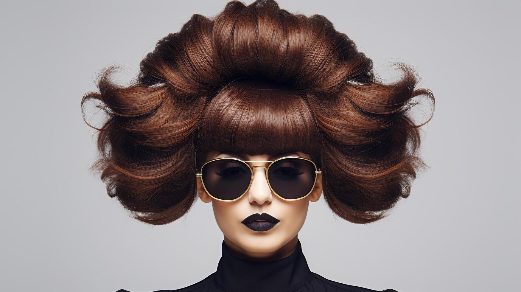 glamorous woman with stylish hairstyle and sunglasses photo
