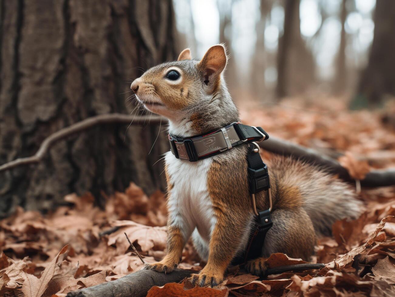curious squirrel in the forest photo