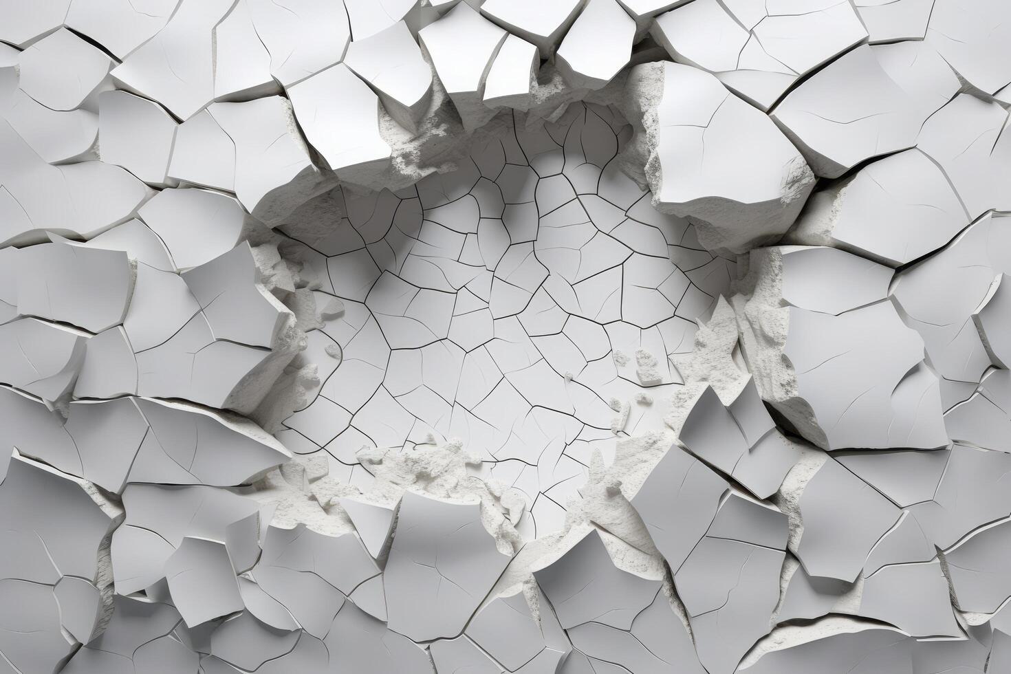 Cracked concrete surface with abstract geometric pattern photo