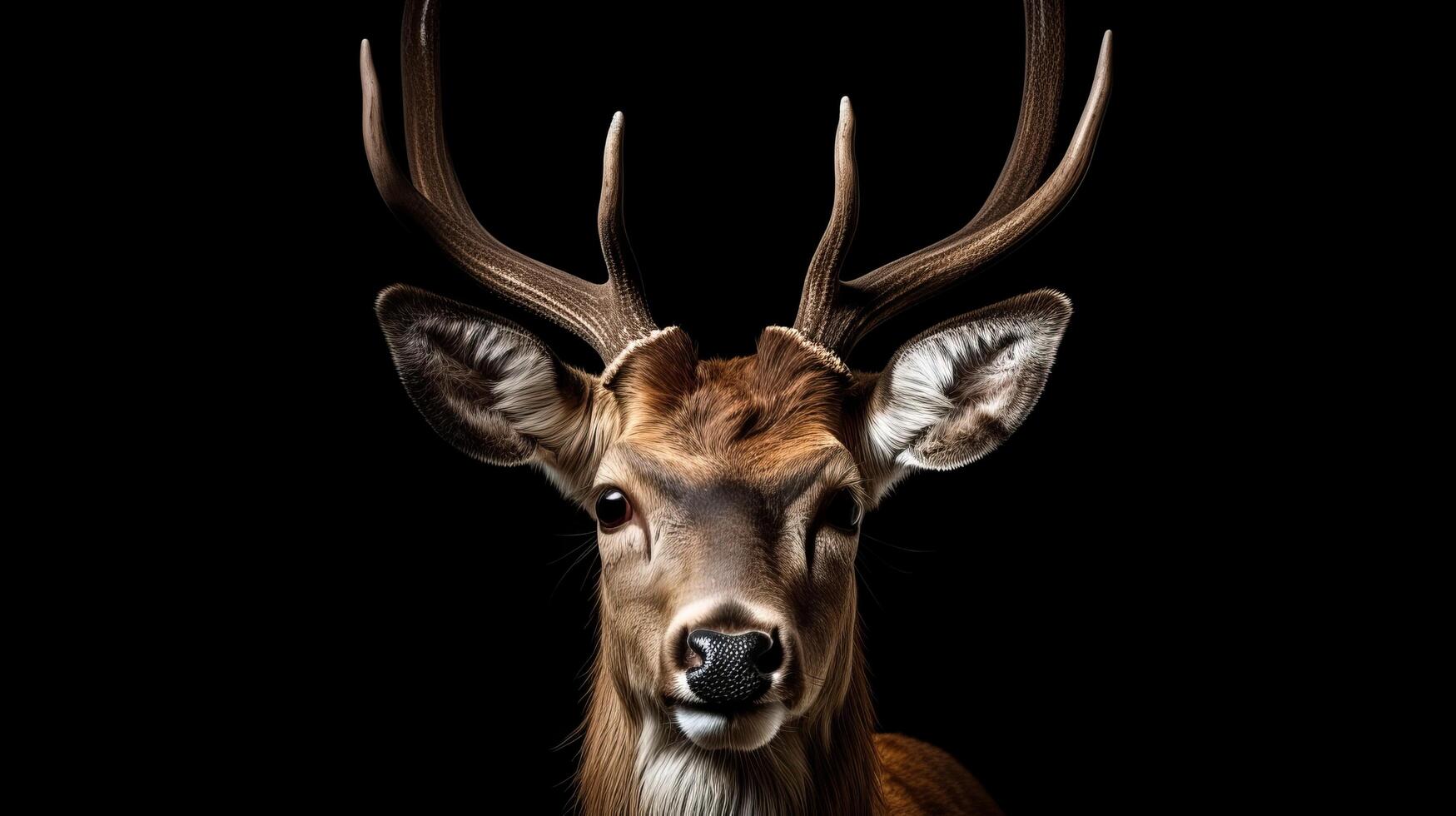 Majestic deer with antlers in the dark photo