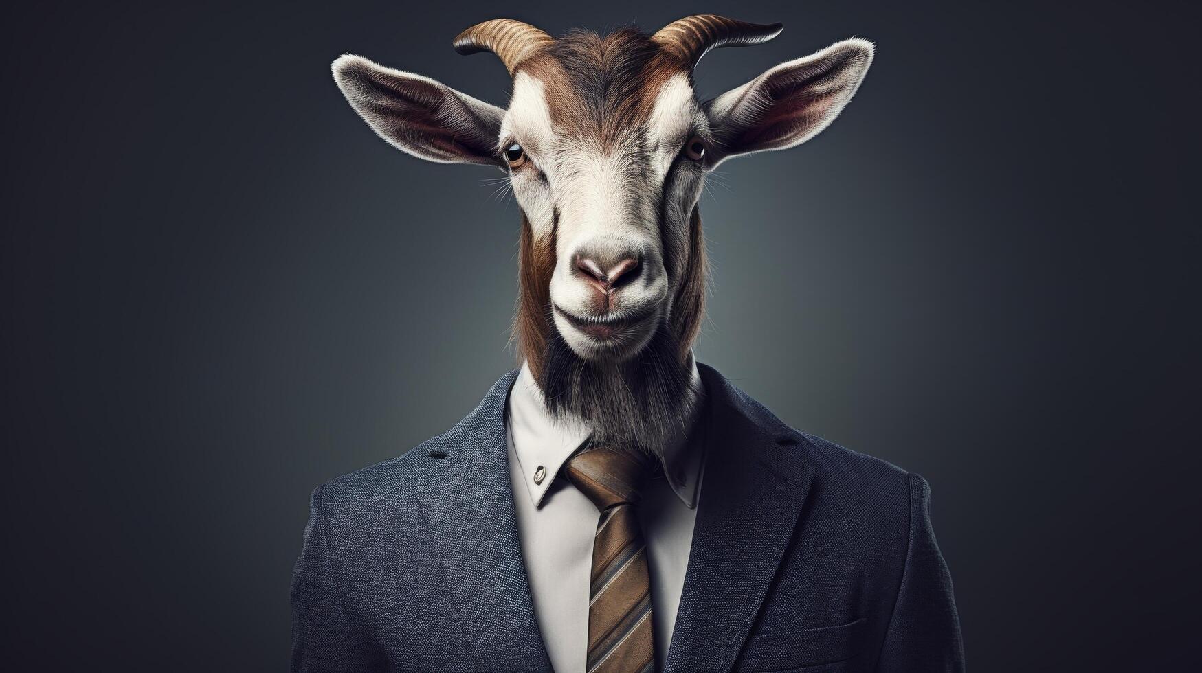 Dressed up goat in a business suit photo