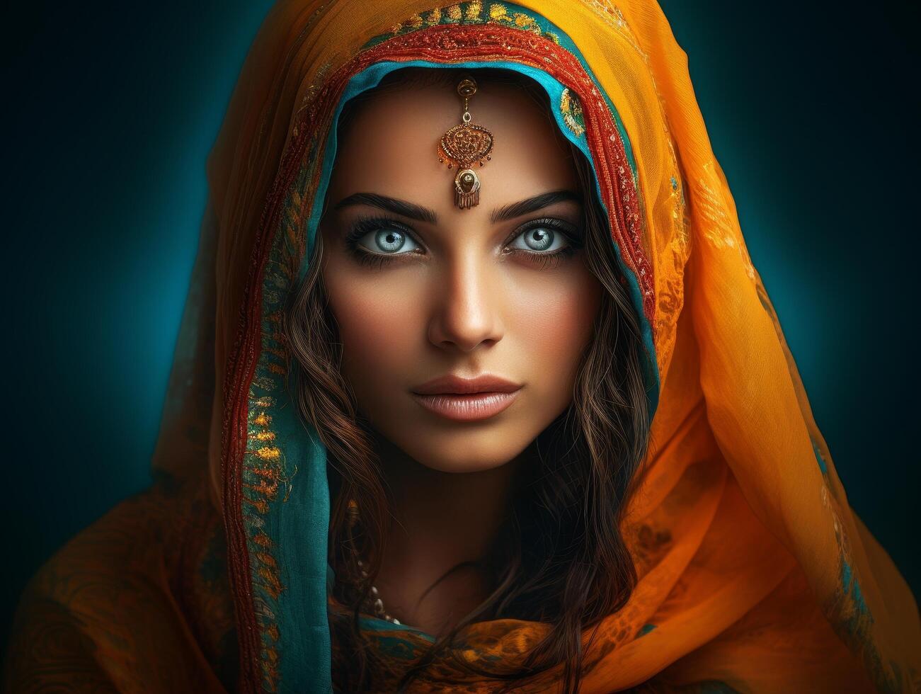 beautiful woman in traditional indian clothing photo