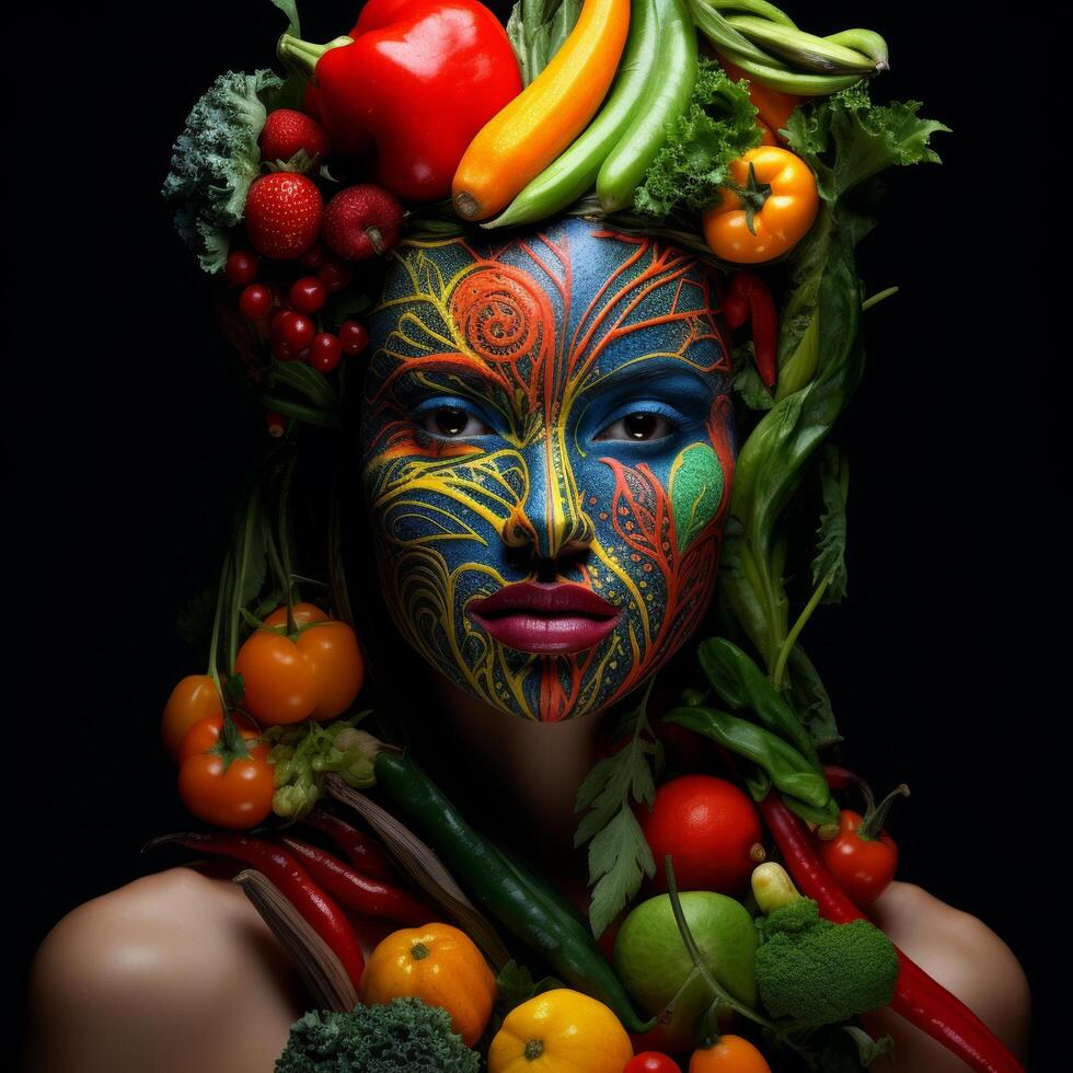 Vibrant Vegetable Face Art photo