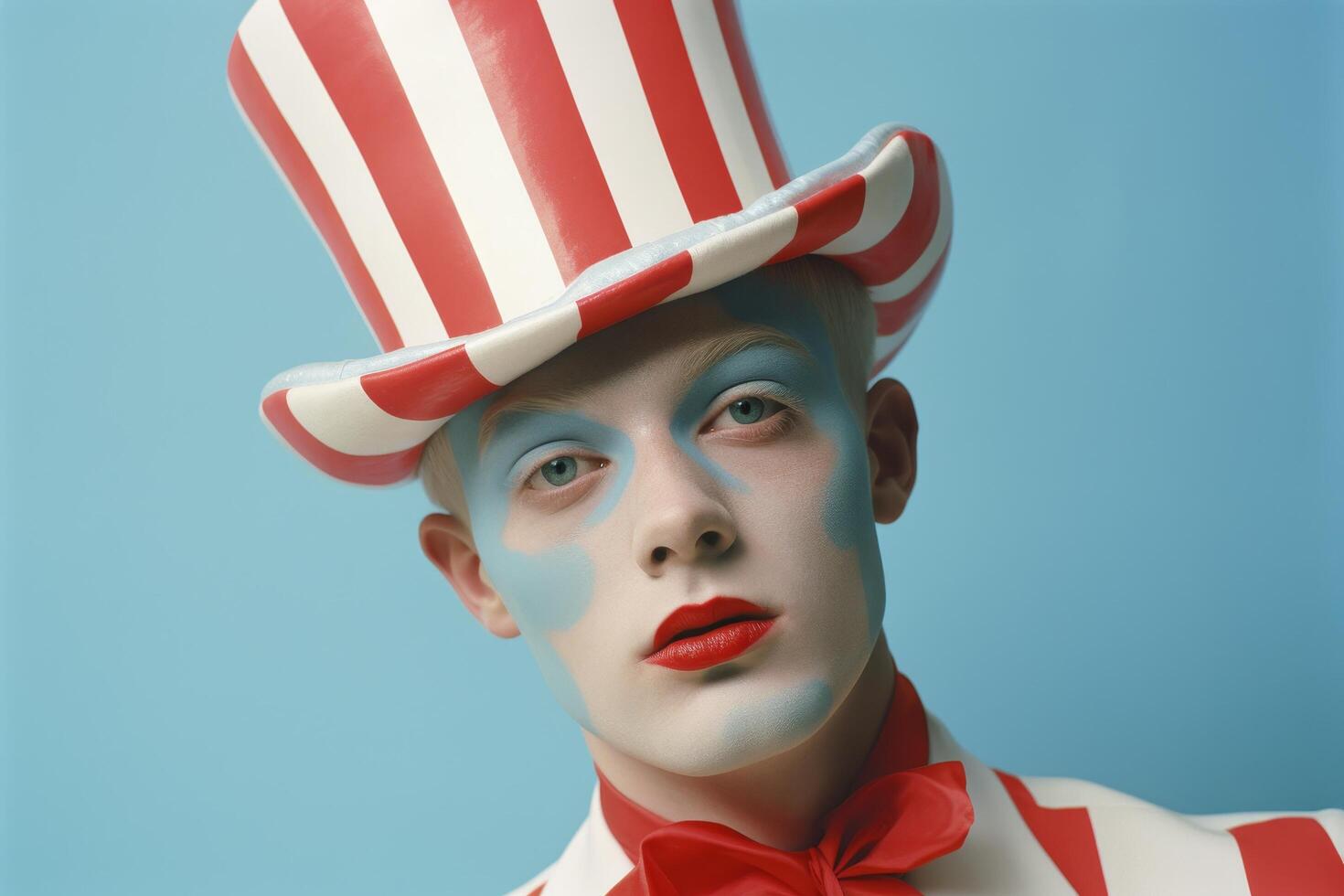 portrait of a person in a striped hat photo