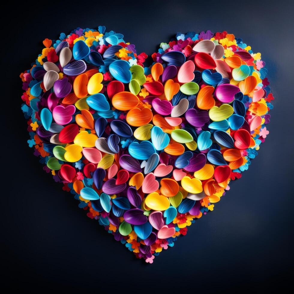Colorful heart shaped floral arrangement photo