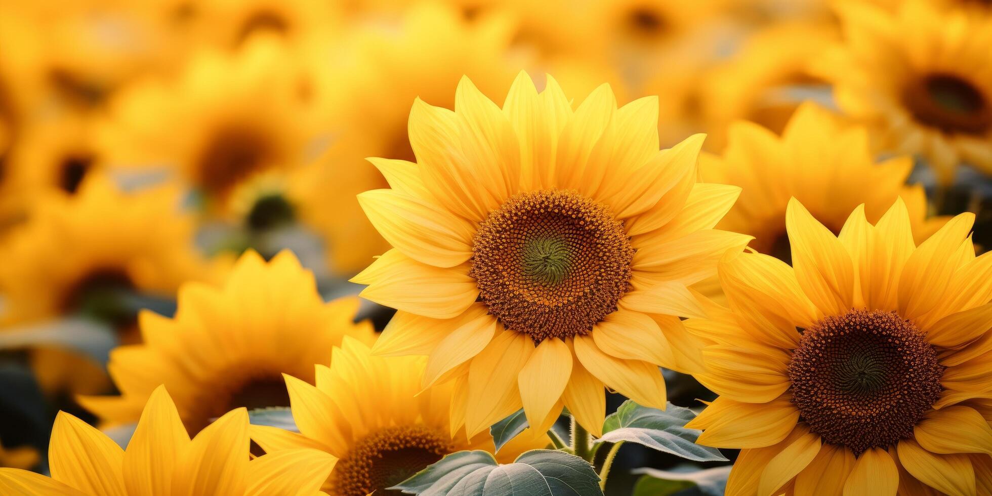 Vibrant yellow sunflowers in a field photo