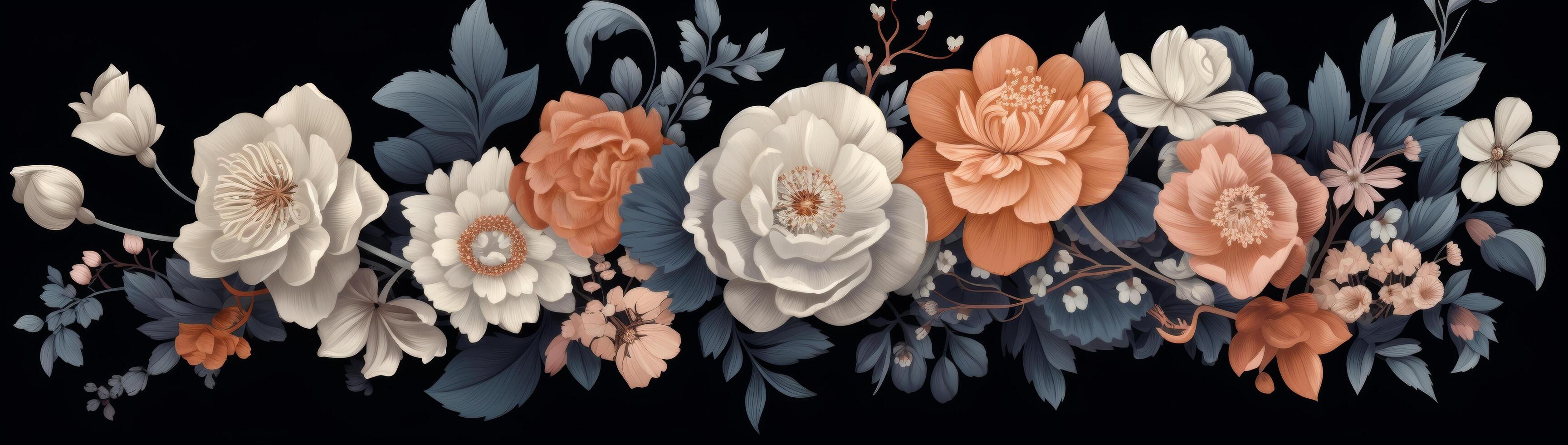 elegant floral arrangement on black background photo