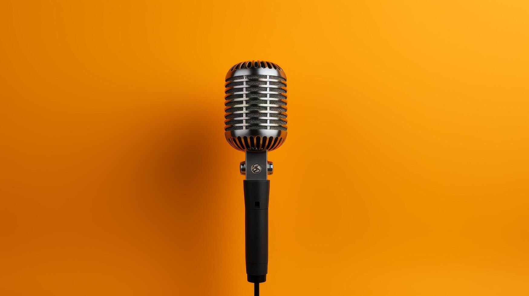 retro microphone on orange background photo