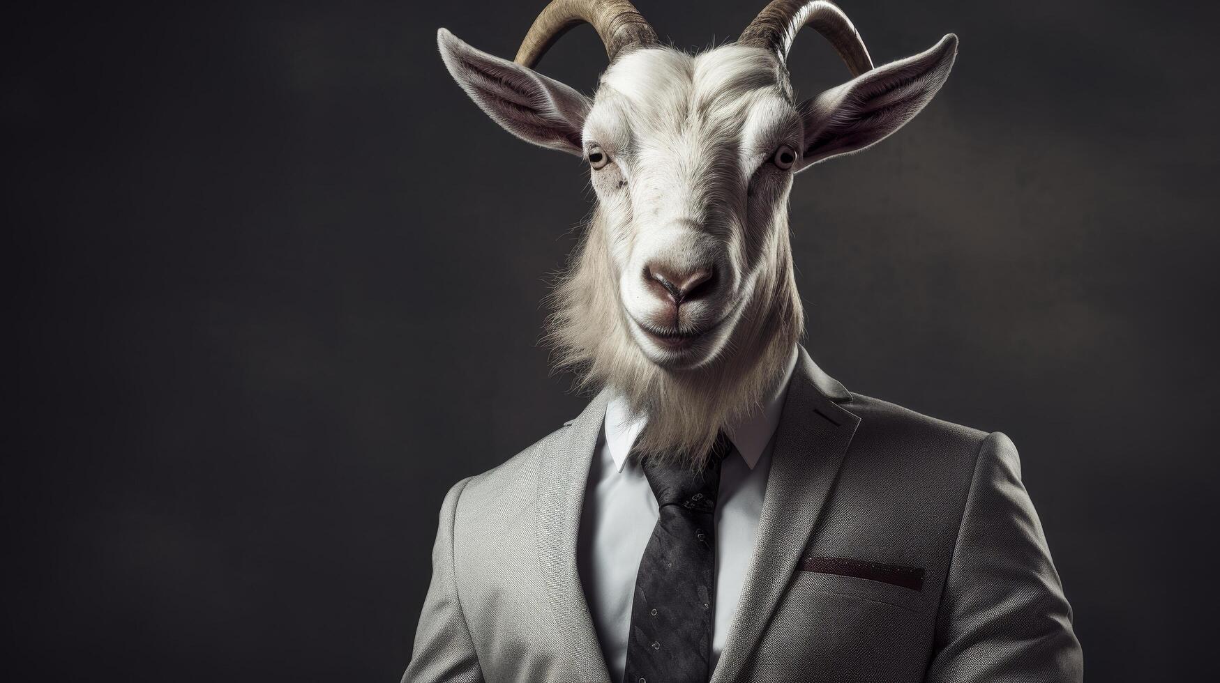 Dressed up goat in suit and tie photo
